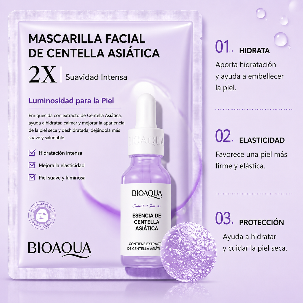 Paquete de 20 Mascarillas Faciales BIOAQUA